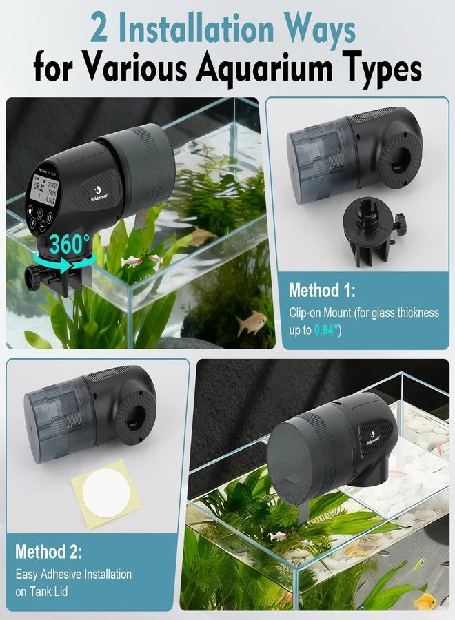 fishkeeper Automatic Fish Feeder for Aquarium - Moisture-Proof and Precision Feeding Auto Fish Food Dispenser with LCD Display Adjustable Betta Vacation Feeder with 2 AA Batteries (200ml) - Image 4